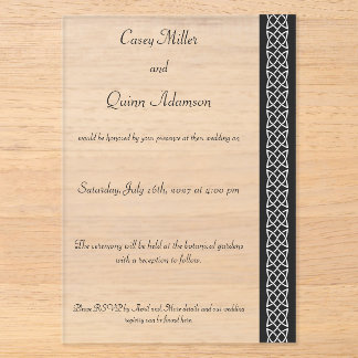 Invitations En Acrylique Cœurs Tissage Celtique en Acrylique Noir Mariage