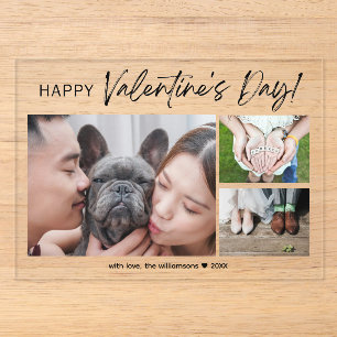 Invitations En Acrylique Collage Family Photo Brush Script Saint-Valentin