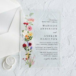 Invitations En Acrylique Colorful Watercolor Wildflower Wedding