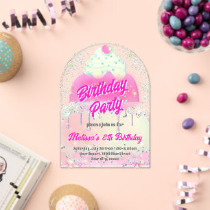 Invitations En Acrylique conception de gros gâteau pour fête d'anniversaire
