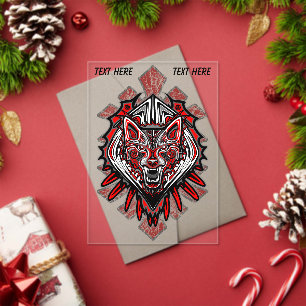 Invitations En Acrylique Conception de totem tribal Haida de loup