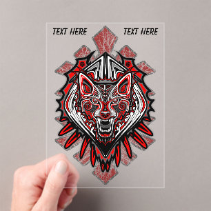 Invitations En Acrylique Conception de totem tribal Haida de loup
