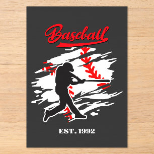 Invitations En Acrylique Conception Graphique de Silhouette de Baseball – F