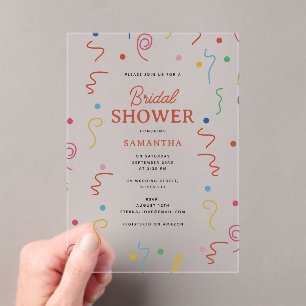 Invitations En Acrylique Confettis de fête colorés pour la réception de mar