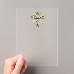 Invitations En Acrylique Confirmation de jardin Fleur sauvage élégant