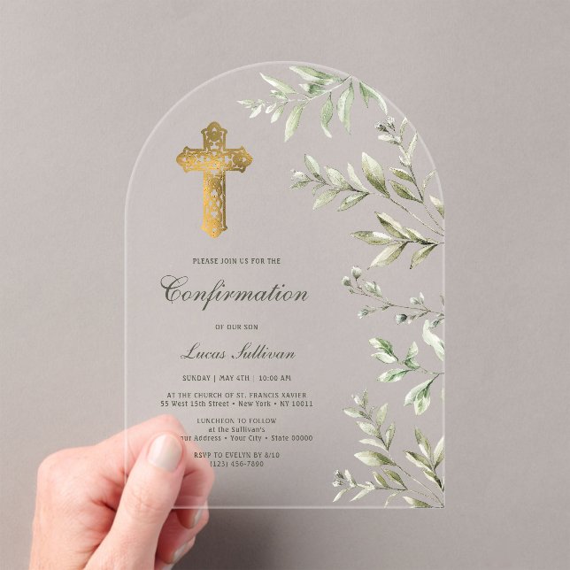 Invitations En Acrylique Confirmation de l'arc d'aquarelle (In situ (ordinateur de poche))