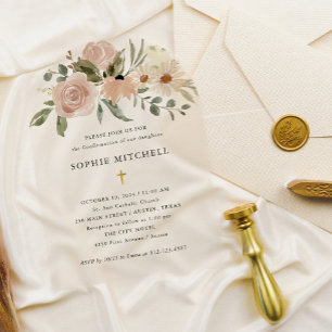 Invitations En Acrylique Confirmation simple d'aquarelle neutre Boho