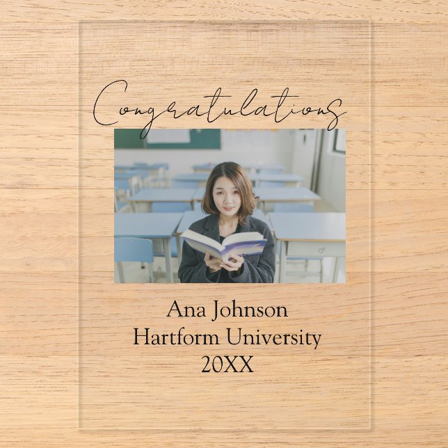 Invitations En Acrylique Congratulations photo graduate name university yea (Recto)