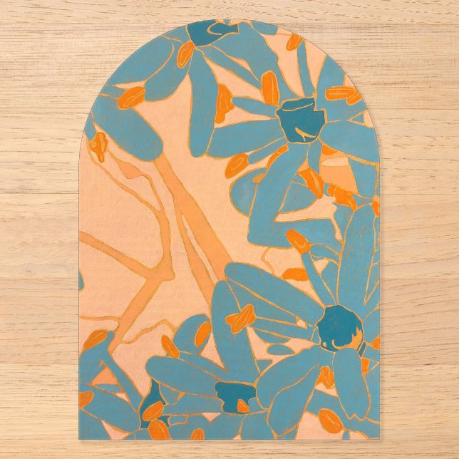 Invitations En Acrylique Contemporary Leaf Design in Peach (Recto)