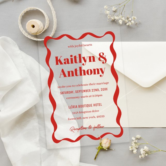 Invitations En Acrylique Coquette Curvy Ribbon Retro Mariage (Créateur téléchargé)