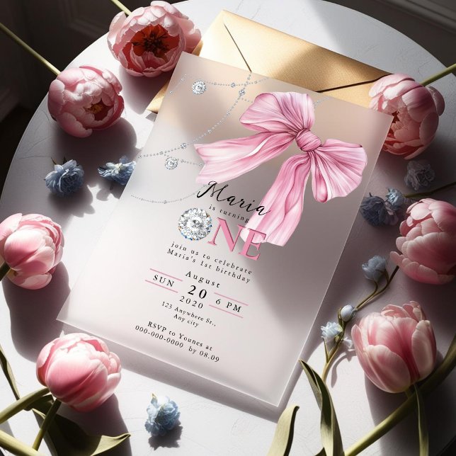 Invitations En Acrylique Coquette rose étincelle 1ère (Créateur téléchargé)