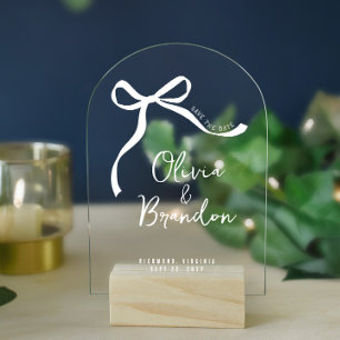 Invitations En Acrylique Coquette whimsical main dessiné arc enregistrer la