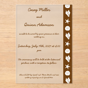 Invitations En Acrylique Coquillages d'été en chocolat Acrylique Mariage