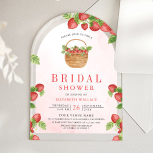 Invitations En Acrylique Corbeille de fraises Douceur fruitée Enterrement d