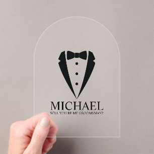 Invitations En Acrylique Costume Tuxedo Noir - Proposition de fabricant