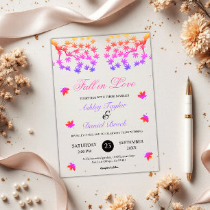 Invitations En Acrylique Couleurs Néon Élégantes Illuminent les Feuilles de