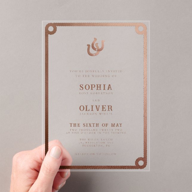 Invitations En Acrylique Country Western Mariage moderne (In situ (ordinateur de poche))