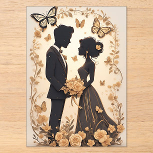 Invitations En Acrylique Couple de mariés romantiques en robe élégante