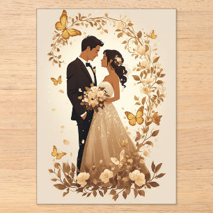 Invitations En Acrylique Couple de mariés romantiques en robe élégante