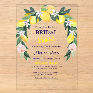 Invitations En Acrylique Couronne de citrons agrumes italiens Shower nuptia