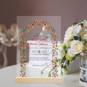 Invitations En Acrylique Couronne de fleurs élégante et romantique moderne