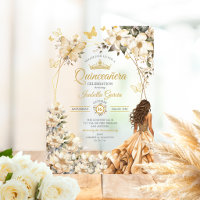 Couronne de fleurs papillons Quinceañera beige dor