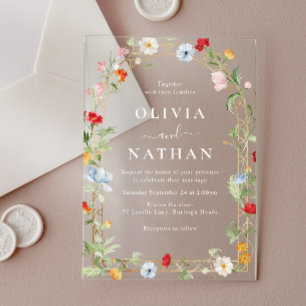 Invitations En Acrylique Couronne de fleurs sauvages florales magnifiques M