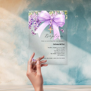 Invitations En Acrylique Couronne de lavande pour baptême de demoiselle d'h