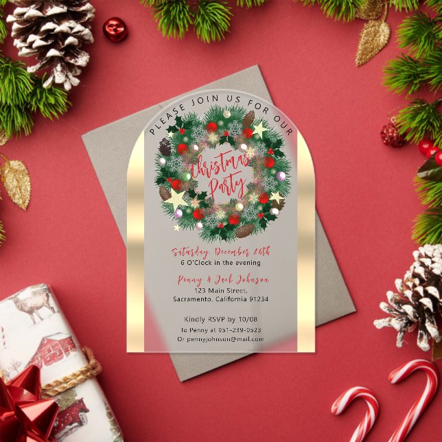 Invitations En Acrylique Couronne de Noël luxueuse givré (Insitu (vacances))