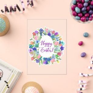 Invitations En Acrylique Couronne de Pâques en forme d'oeuf fleuri Joyeuses