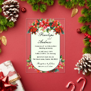 Invitations En Acrylique Couronne de Poinsettia des Andes pour mariage