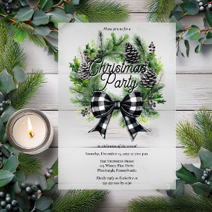 Invitations En Acrylique Couronne festive de vacances avec ruban BW Noël Pa