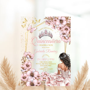 Invitations En Acrylique Couronne florale papillon Quinceañera Tiara Doré R