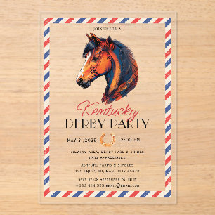Invitations En Acrylique Course moderne Horse Derby Party équestre