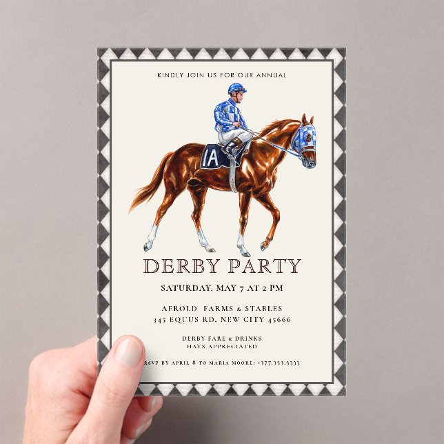 Invitations En Acrylique Course moderne Horse Derby Party équestre Invitati (In situ (ordinateur de poche))