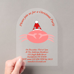 Invitations En Acrylique Crabe de Noël personnalisé