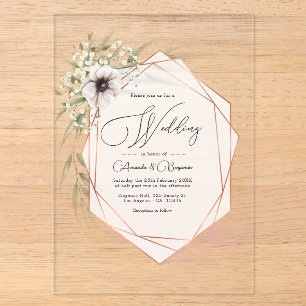 Invitations En Acrylique Cuivre Élégance Rustique Géométrique Mariage Acryl