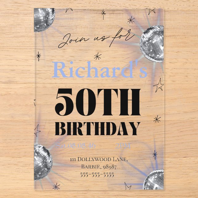 Invitations En Acrylique custom personalized photo 50th  birthday (Recto)
