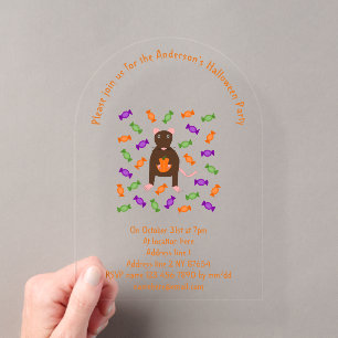 Invitations En Acrylique Cute Halloween Rat et Citrouille Custom