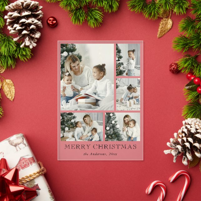 Invitations En Acrylique Cute Simple Photo Collage Christmas Holiday Card (Insitu (vacances))