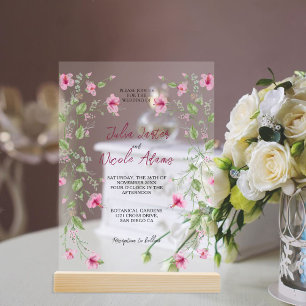 Invitations En Acrylique Daffodiles botaniques Daisy Peony Flowers Mariage