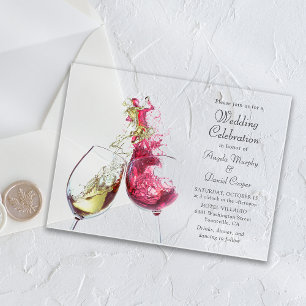 Invitations En Acrylique Danse de vin rouge et blanc Célébration de mariage