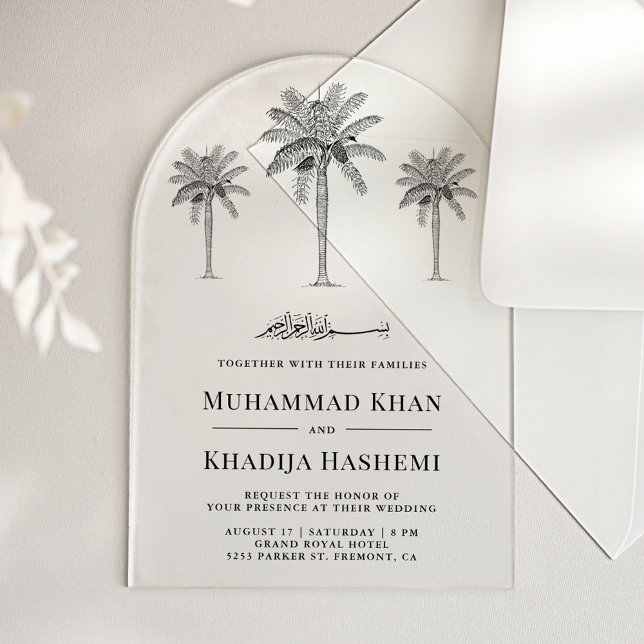 Invitations En Acrylique Date Palm Trees Islamic Muslim Wedding (Créateur téléchargé)
