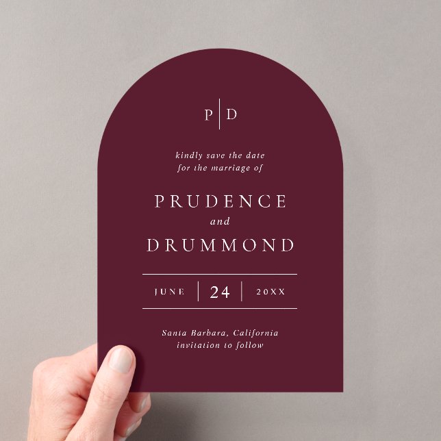 Invitations En Acrylique Deep Burgundy Classic Wedding Save the Date (In situ (ordinateur de poche))