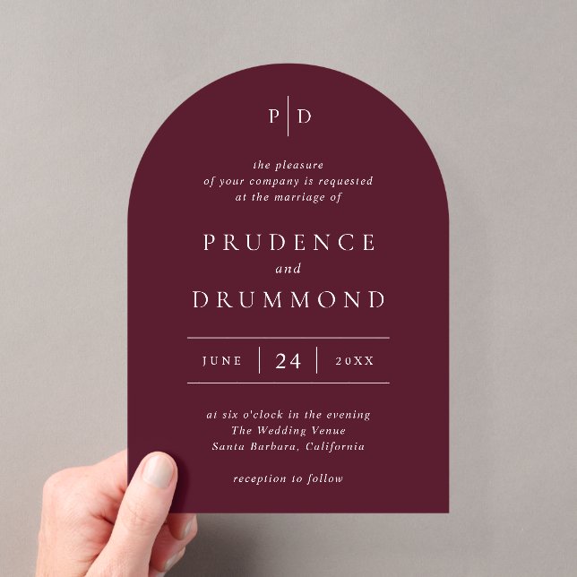 Invitations En Acrylique Deep Burgundy Elegant Classic Wedding (In situ (ordinateur de poche))