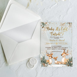 Invitations En Acrylique Deer Cold Baby shower