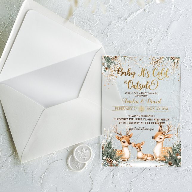 Invitations En Acrylique Deer Cold Baby shower (Créateur téléchargé)
