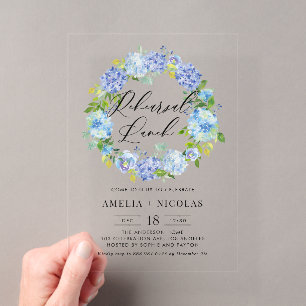 Invitations En Acrylique Déjeuner de répétition de la couronne bleue