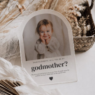 Invitations En Acrylique Demande de Marraine Photo Proposition