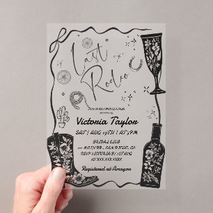 Invitations En Acrylique Dernière Fête des mariées occidentale Rodeo